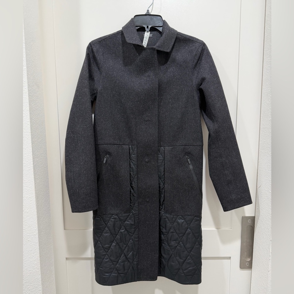RARE LULULEMON Roam Far Wool Coat- Heathered Black / Black (size 0) - Picture 3 of 6